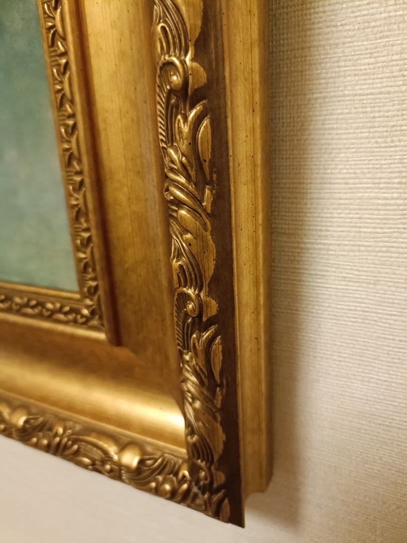 バレリーナの油彩画 金色フレーム