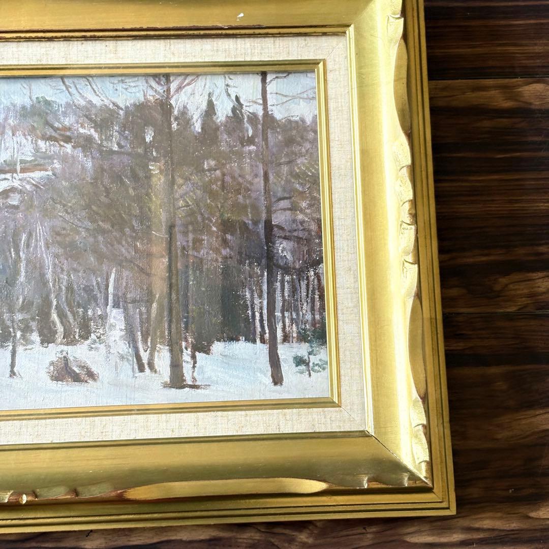 那須日都夫「信州野尻湖畔にて」油彩 M6 ルサロン会員 裏板無し 油絵 油画