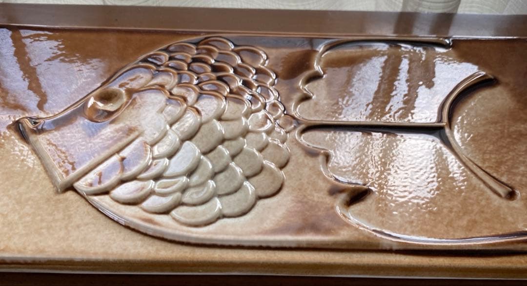 北欧風 大型陶板 魚モチーフ 42cm 壁掛け レリーフ インテリア